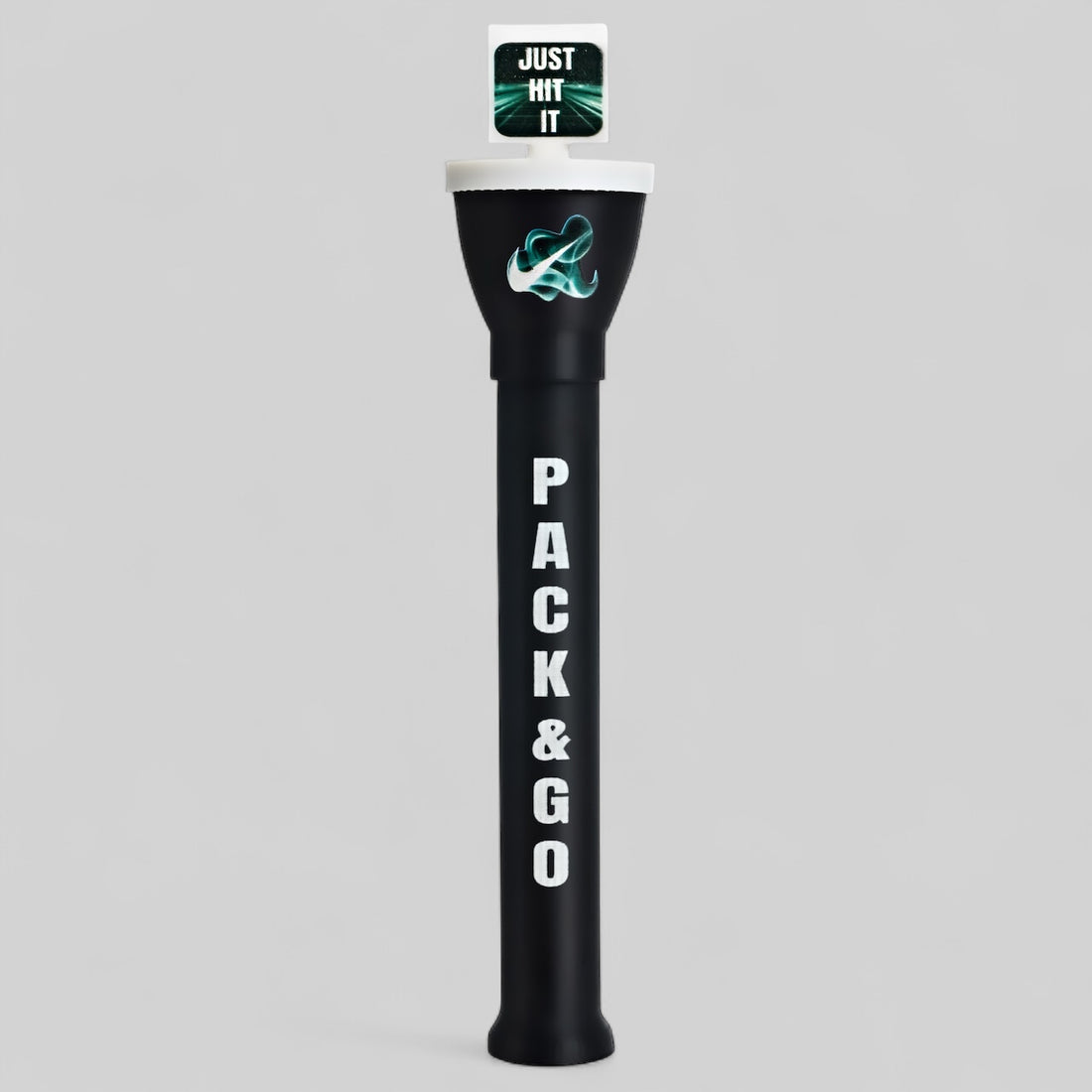 Front view of Pack and Go Edition cone loader – black Cone Master with compact design and bold text.